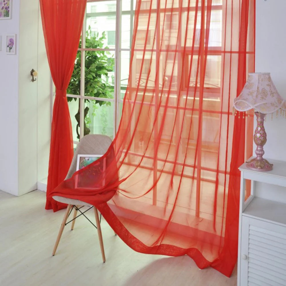 rideaux translucides modernes polyester rose blanc rouge bleu orange fenetre plate 100x200cm