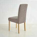 housse chaise moderne gris clair motif géométrique spandex polyester extensible ajustable
