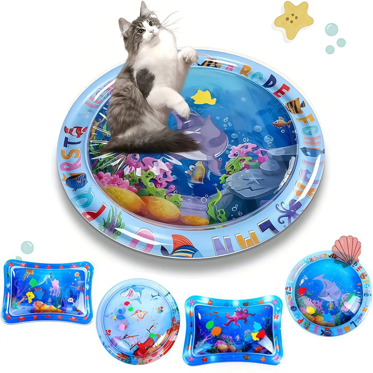tapis d'eau gonflable chat chien pompe motif poisson jeu sensoriel