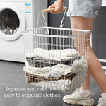 panier linge blanc moderne roulettes réutilisable maille métallique pliable chambre buanderie
