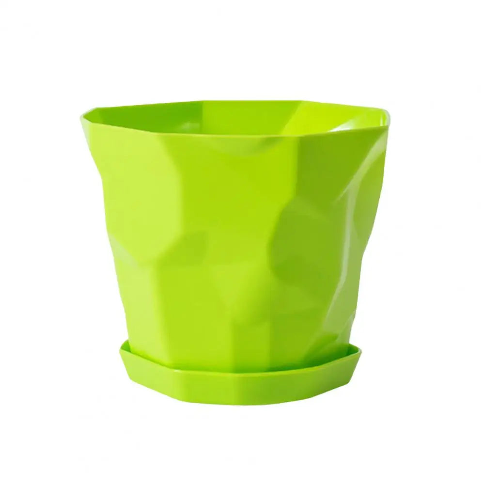 Pots plantes vertes durables multifacettes couleurs blanc orange bleu moderne