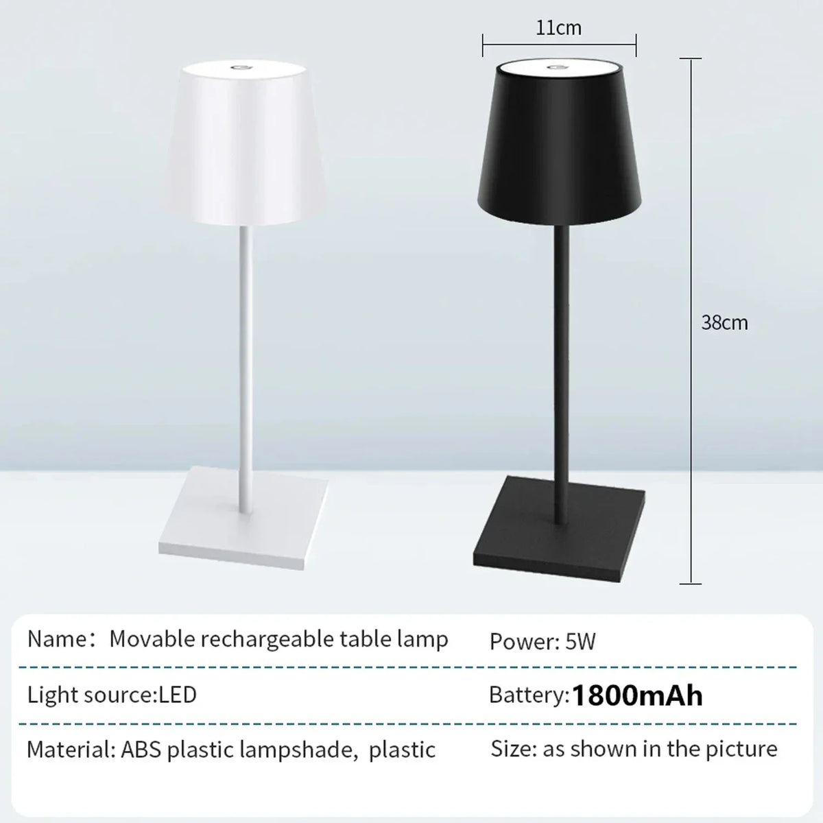 lampe table rechargeable led noir moderne base plate abatjour cable charge