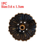 support encens fleur gravure bronze doré artisanal vintage salon yoga décoration bouddhiste