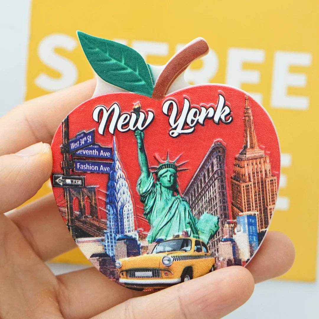 aimants york times square apple usa illustrés rouge vert bleu Jaune