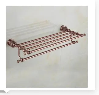 porte serviettes rose doré ensemble salle bain classique fixations murales barres anneaux