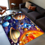 tapis violet bleu orange planètes étoiles moderne antidérapant salon chambre bain