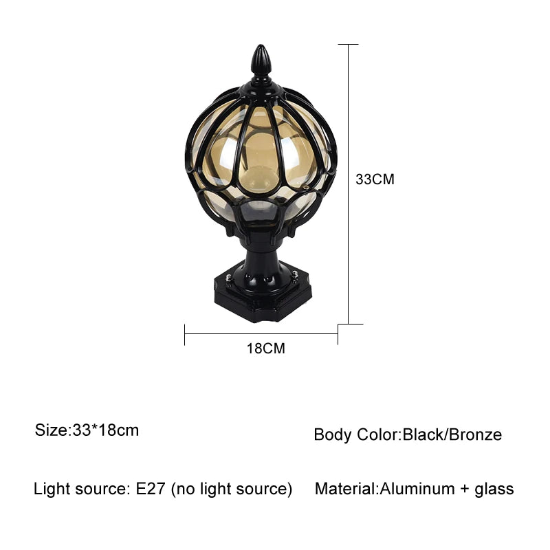 lampe sol vintage or noir verre transparent aluminium éclairage quotidien led ampoule e27extérieur rétro