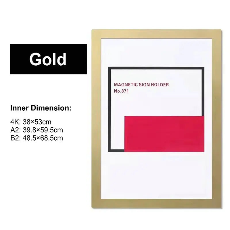 cadre magnétique adhésif moderne noir doré 50x70cm 40x60cm 53x38cm