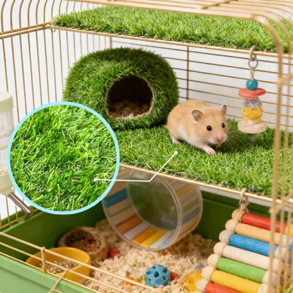 tapis fausse herbe vert transparent jouets animaux cage hamster lapin decoration habitat petits animaux