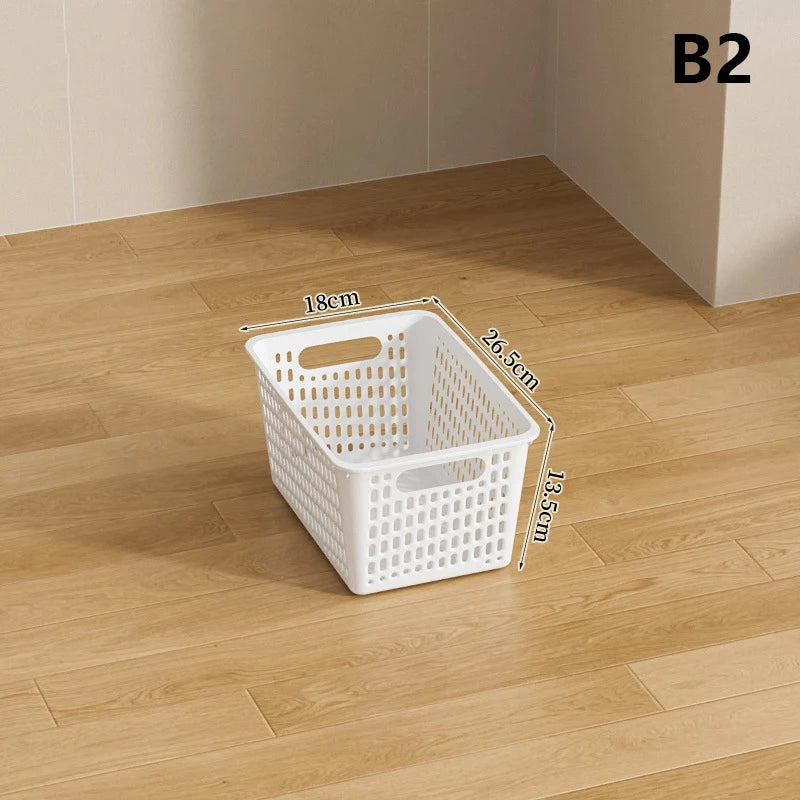 panier rangement perforé moderne poignées réutilisable articles divers boîte plastique beige clair