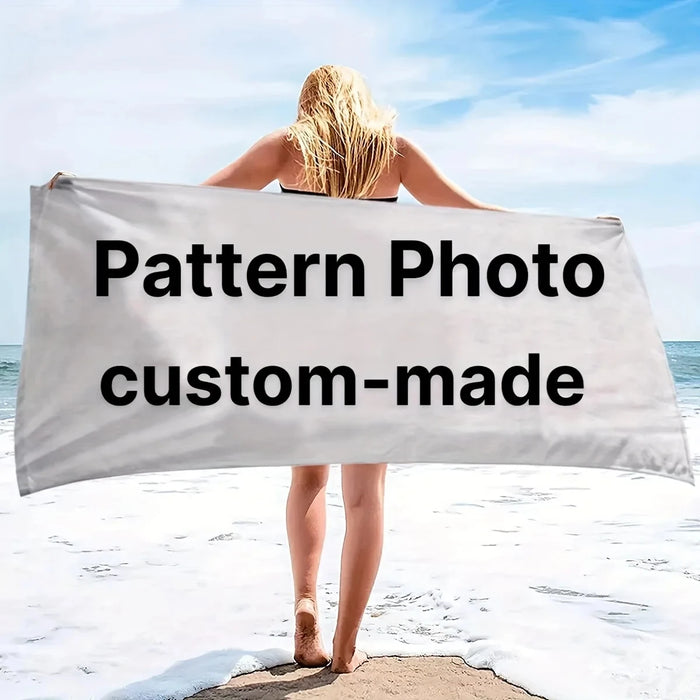Serviette de plage personnalisée 3D avec impression photo en microfibre noire
