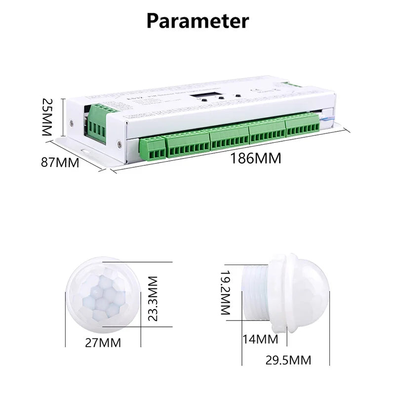 bande led blanc lisse moderne clips 32 canaux pirm capteurs pir oled display 768w