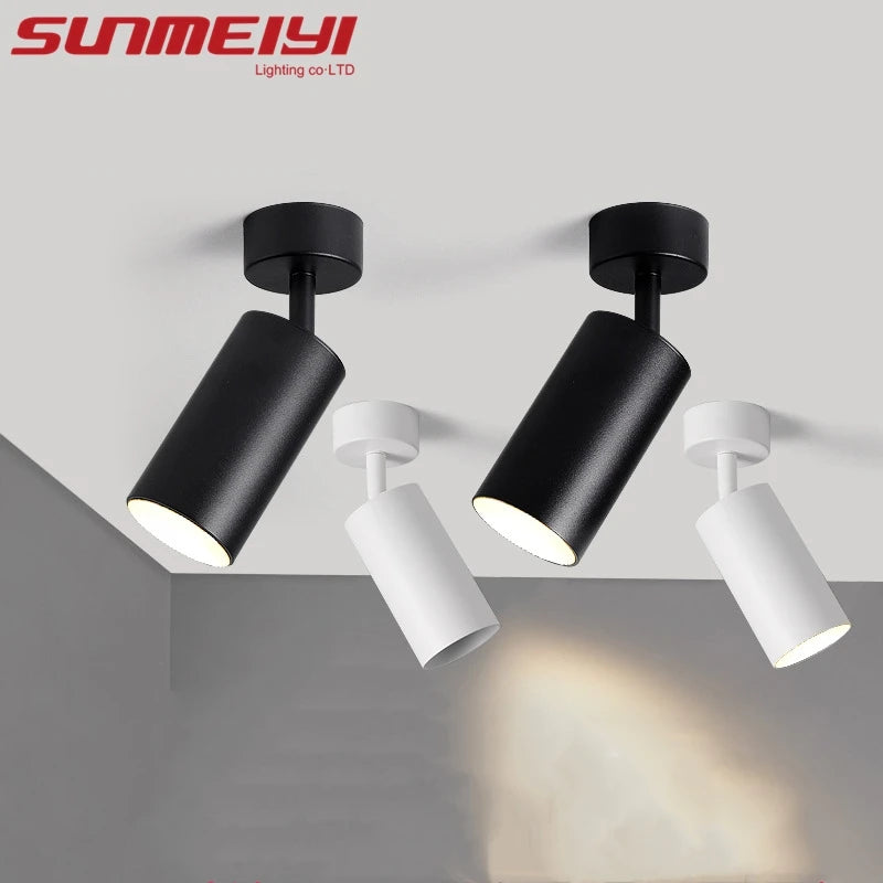 spots lumineux modernes noirs blancs rotatifs gu10 aluminium poli led éclairage quotidien