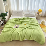 couverture coton japonaise solide moderne plissée portable été rose clair bleu vert jaune