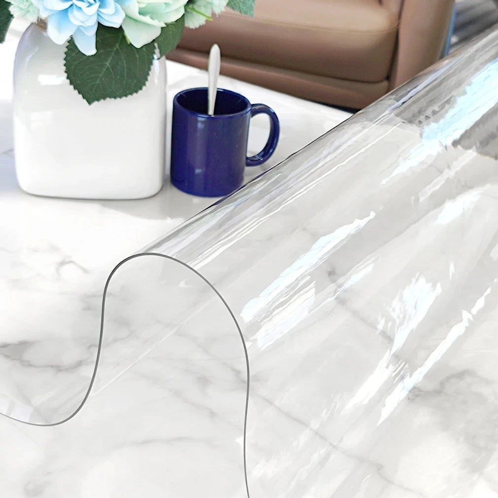 protège table transparent pvc souple imperméable moderne motif floral blanc cuisine salle manger