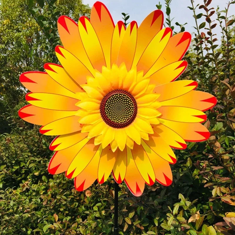 décoration jardin éolienne fleur couleurs vert rouge jaune bleu violet moderneextérieur fixe tringle