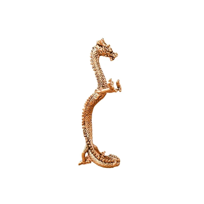 statuette dragon doré écaille cuivre antique traditionnelle maison collection artisanat