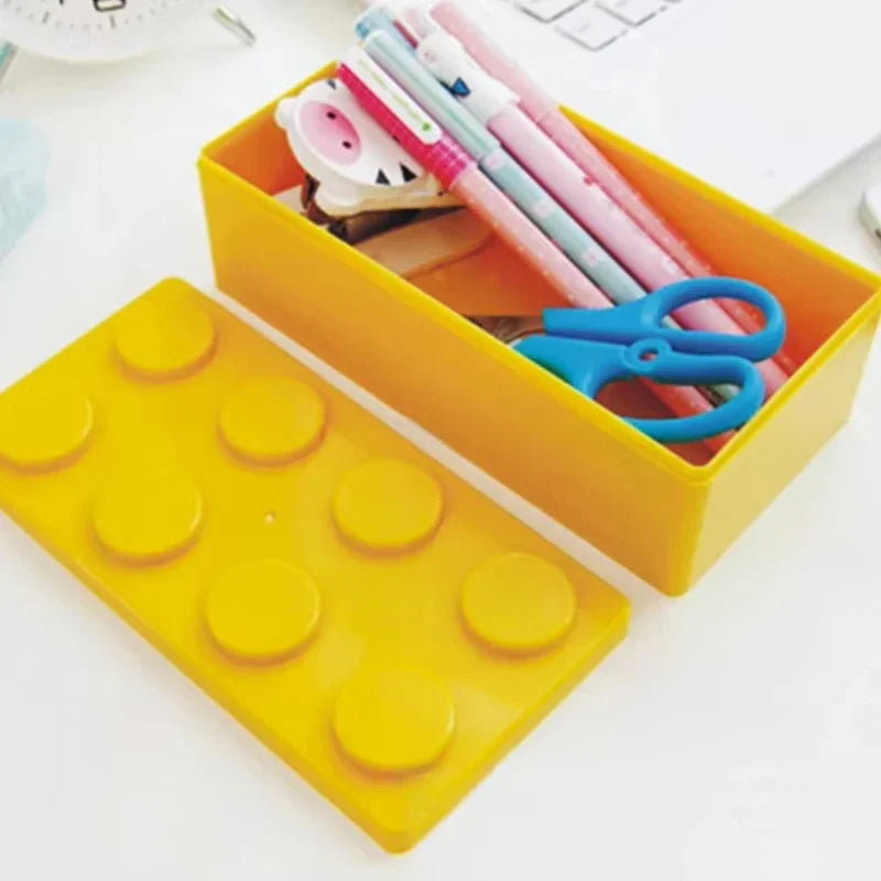 boîtes rangement brique lego jaune rouge bleu vert contemporain ludique plastique fournitures organisateur
