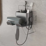support mural rotatif sèche cheveux rangement brosse cheveux ciseaux brosse dents moderne gris blanc