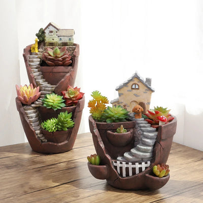 Grand cache-pot intérieur en résine blanc