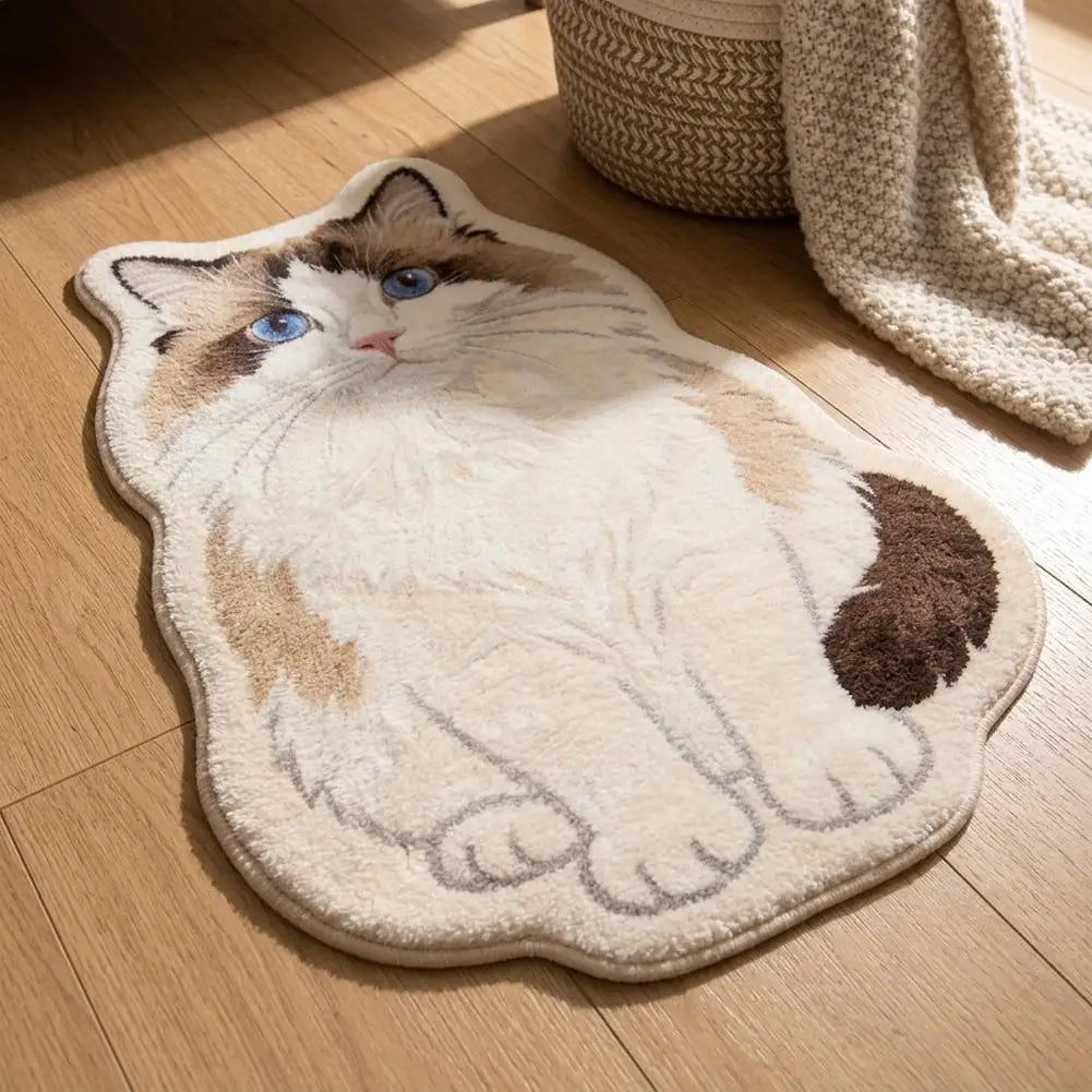tapis coton jute blanc beige marron gris motif chat fourrure moderne chambre salon
