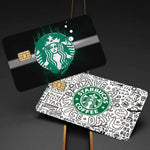 autocollant protection carte bancaire logo starbucks motif graphique moderne waterproof réutilisable