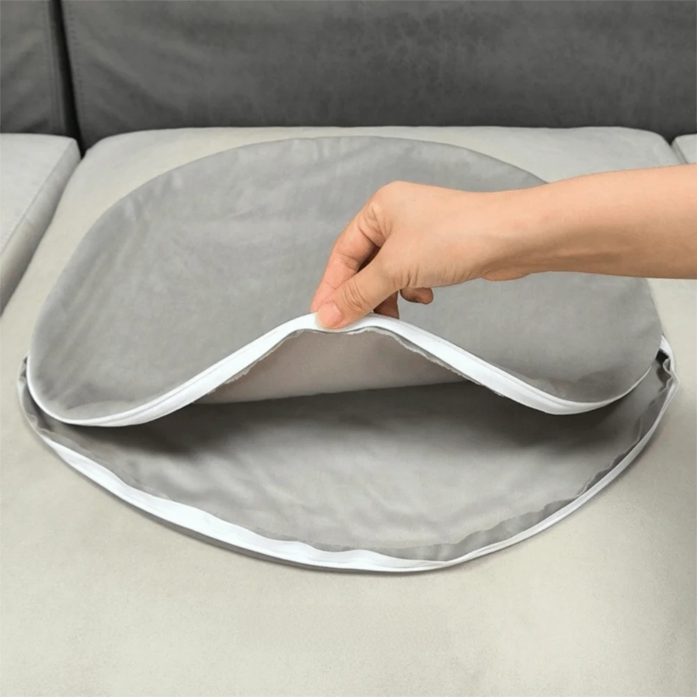 housse coussin velours 40cm ronde fermeture eclaire non toxique polyestre maison decorative confortable