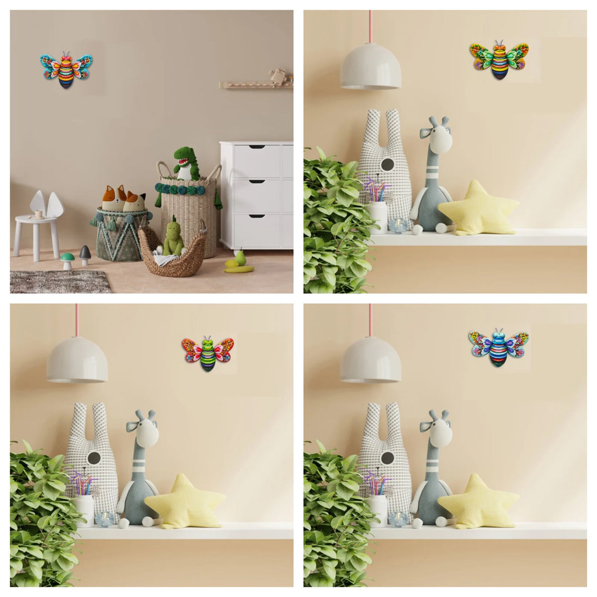 décoration murale abeille colorée motifs floraux chambre salon extérieur