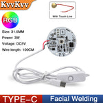 module lumineux led blanc circulaire facial welding câble usb type tactile 3w 5v