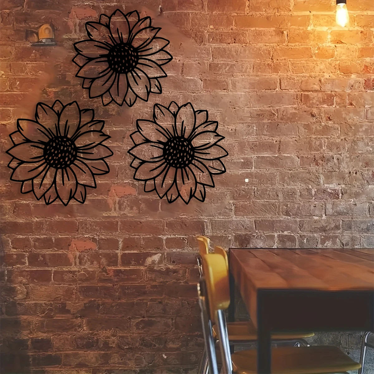 décoration murale tournesol noir rustique moderne extérieur jardin salon unique élégant métal durable robuste