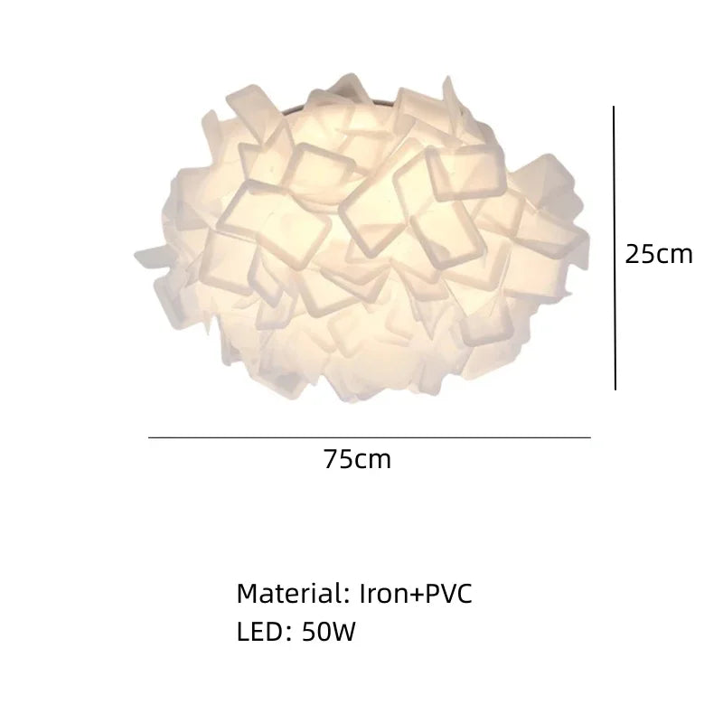 lampe suspendue moderne blanc feuilles papillons fer pvc led télécommande gradation 53cm 75cm