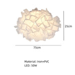 lampe suspendue moderne blanc feuilles papillons fer pvc led télécommande gradation 53cm 75cm
