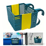 organisateur piscine suspendu bleu perforations feuilles étoiles ventouses crochets transport articles divers moderne