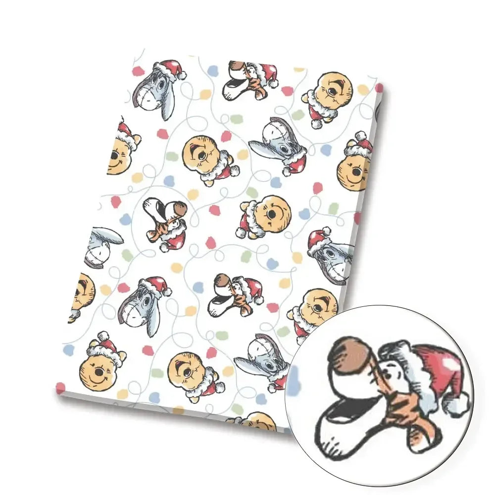 papier cadeau rouge jaune rose gris motif winnie l'ourson amis enfant