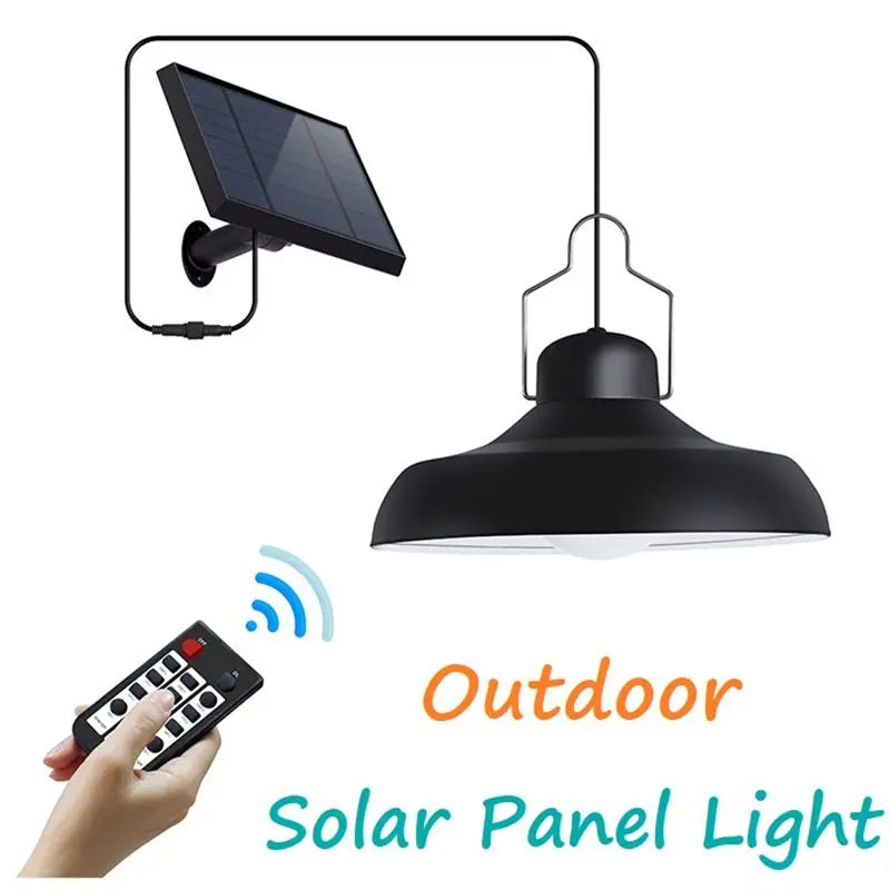 lampe solaire suspendue led moderne panneau solaire télécommande noire abri jardinextérieur