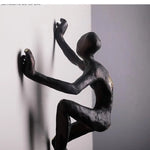 décoration murale sculpture personnes grimpant noir abstraite moderne résine opaque adhésif salon bar noël
