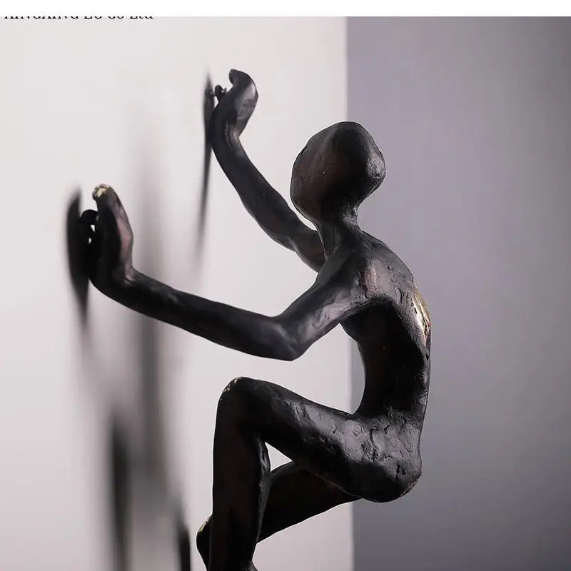 décoration murale sculpture personnes grimpant noir abstraite moderne résine opaque adhésif salon bar noël