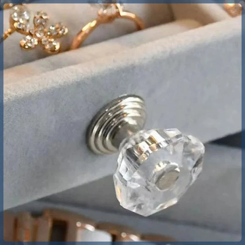 boîte rangement bijoux velours transparent moderne tiroirs respectueux environnement rose gris élégant