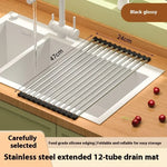 étendoir vaisselle pliable moderne acier inoxydable gris blanc clips fonctionnel cuisine