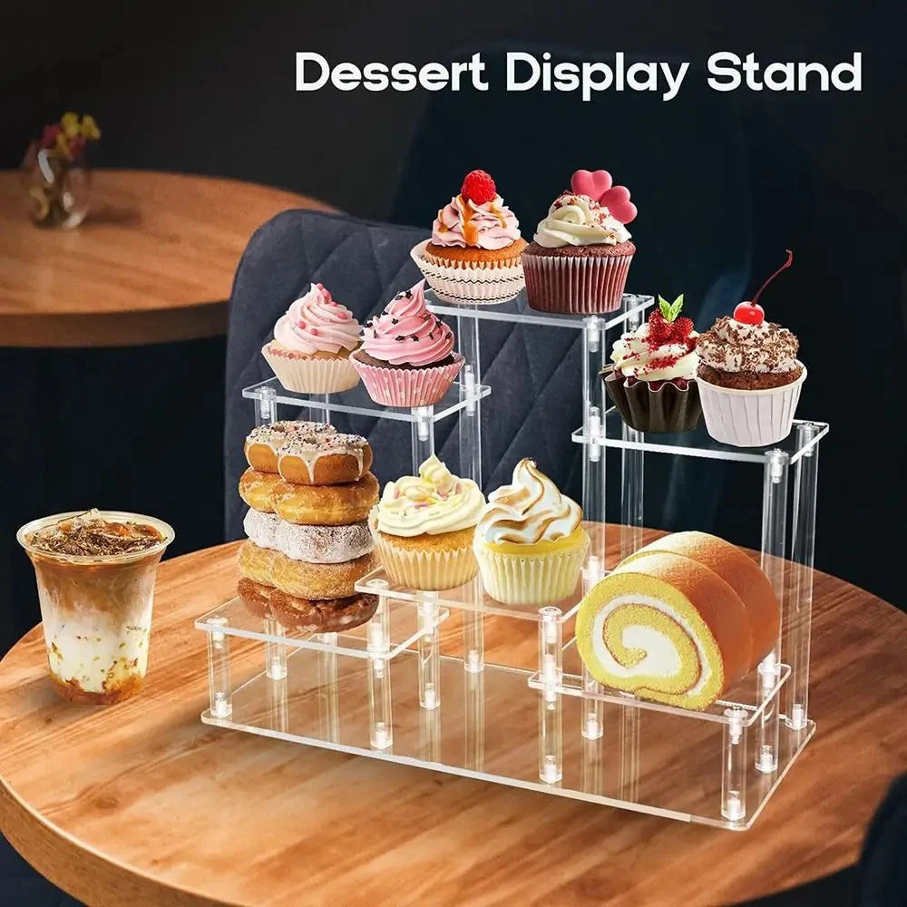 présentoir multi niveaux transparent moderne cupcakes donuts parfums bijoux stockage minimaliste