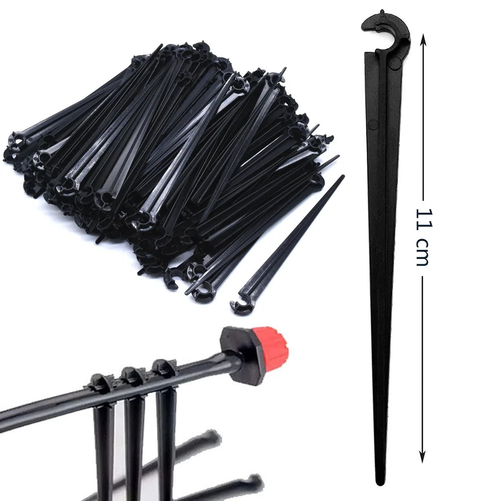 supports fixation tuyaux d'irrigation goutte goutte kit arrosage tiges plastique attaches colliers serrage jardinage