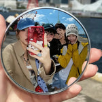 miroir rond argenté moderne portable taille 9.5cm 7.5cm selfie vlogging grand angle