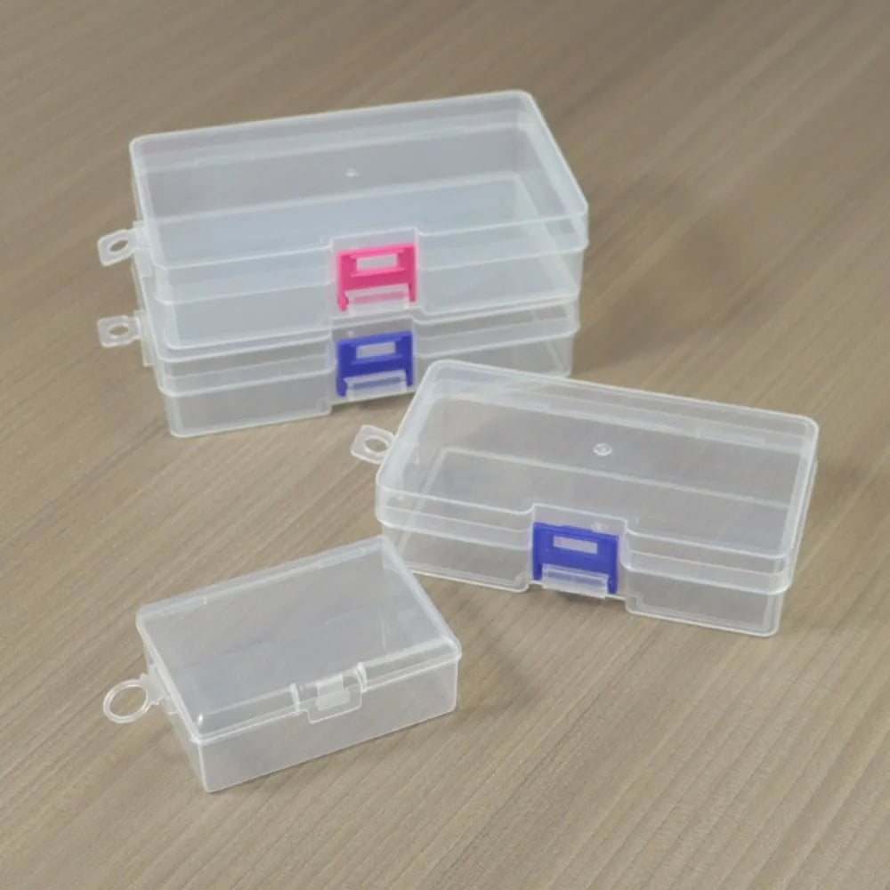 boîtes rangement transparentes couture clips vis boucles ruban aiguilles poignées pratiques fonctionnelles
