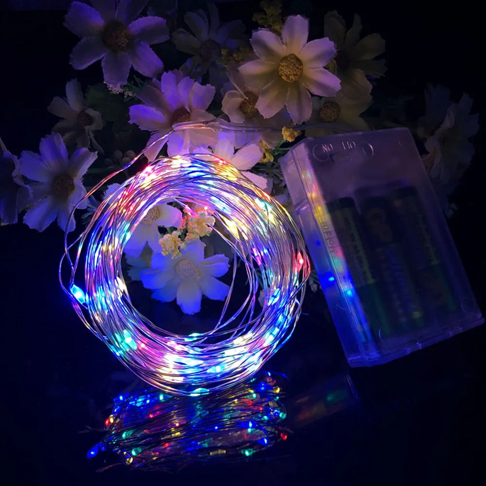 guirlande led feerique fleurs artificielles lanternes verre metal decoration exterieure noel blanc vert jaune