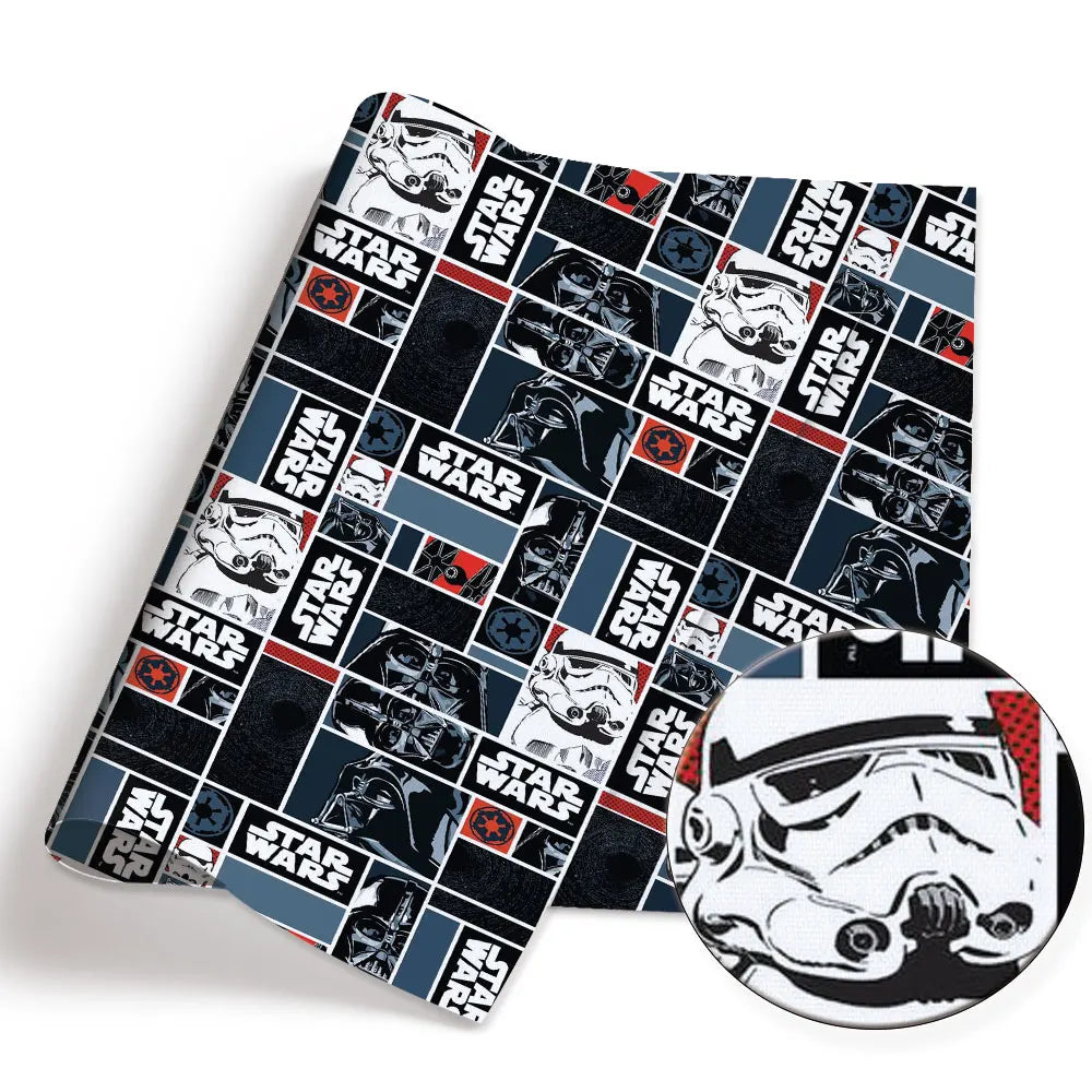 papier cadeau star wars motif stormtrooper darth vader r2d2 noir rouge gris or