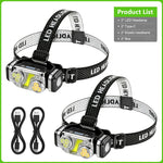 lampe frontale led rechargeable usb noir jaune 12 modes induction magnétique camping pêche chasse