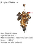 Suspension lumineuse moderne ornementale cristal géométrique ambre blanc chambre salon