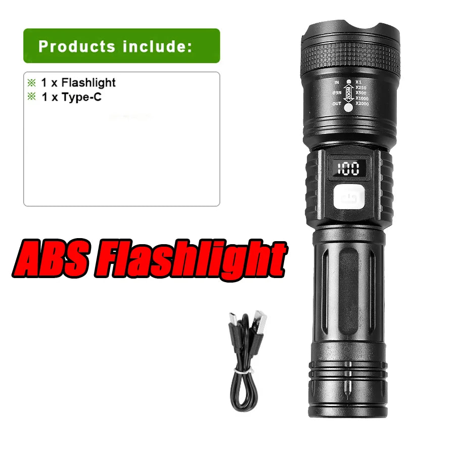 torche rechargeable led puissante étanche 5modes résistante choc moderne noire