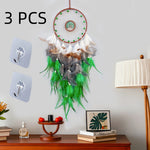 attrape rêves boho chic plumes multicolore bleu rouge gris orange salon chambre