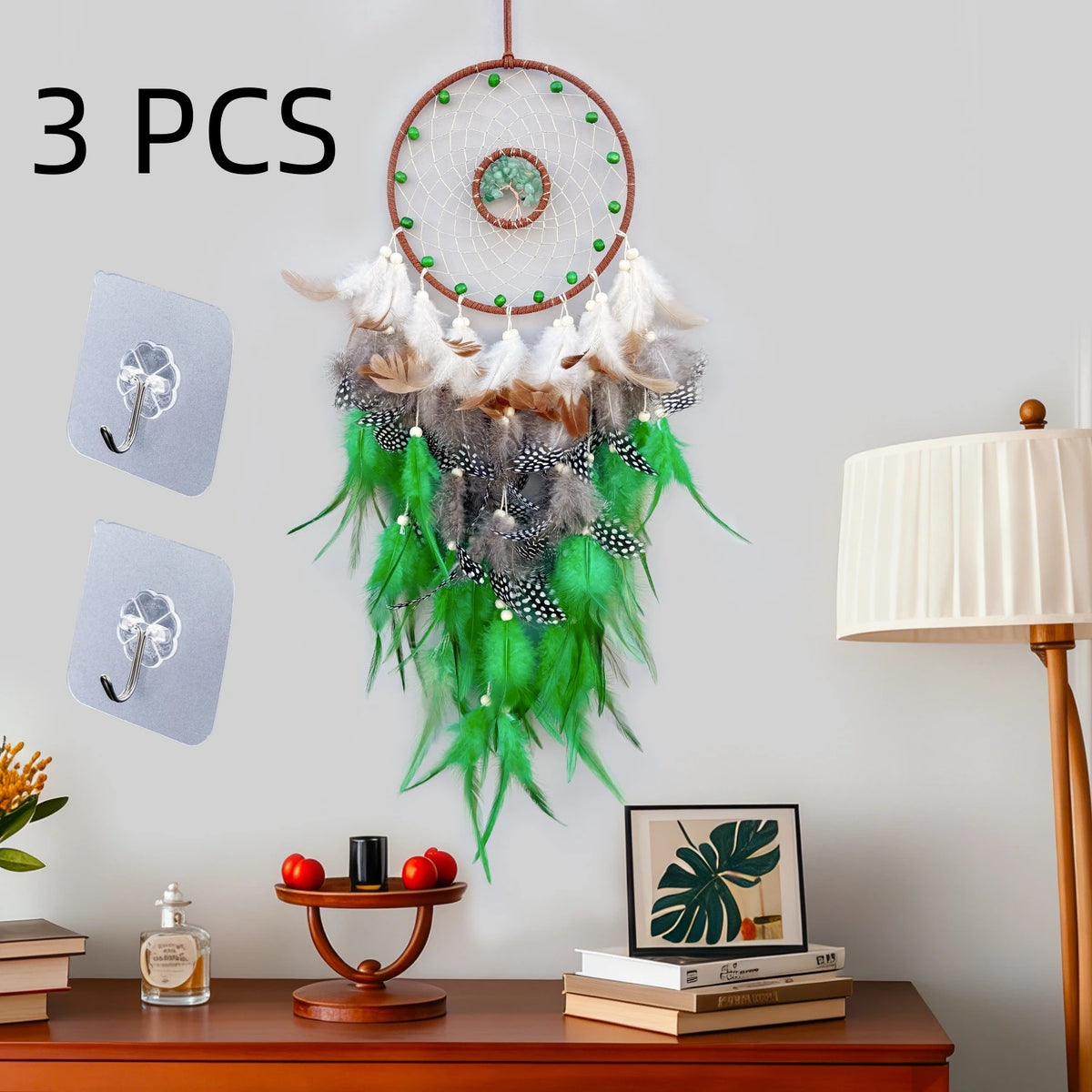 attrape rêves boho chic plumes multicolore bleu rouge gris orange salon chambre